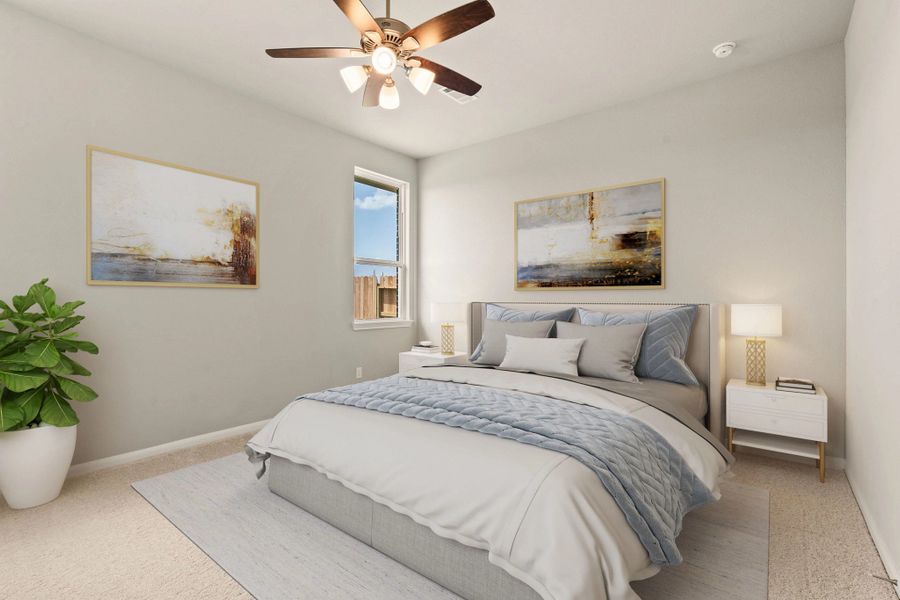 Second bedroom. Note: Sample product photo. Actual exterior and interior selections may vary by homesite. Photo may be virtually staged