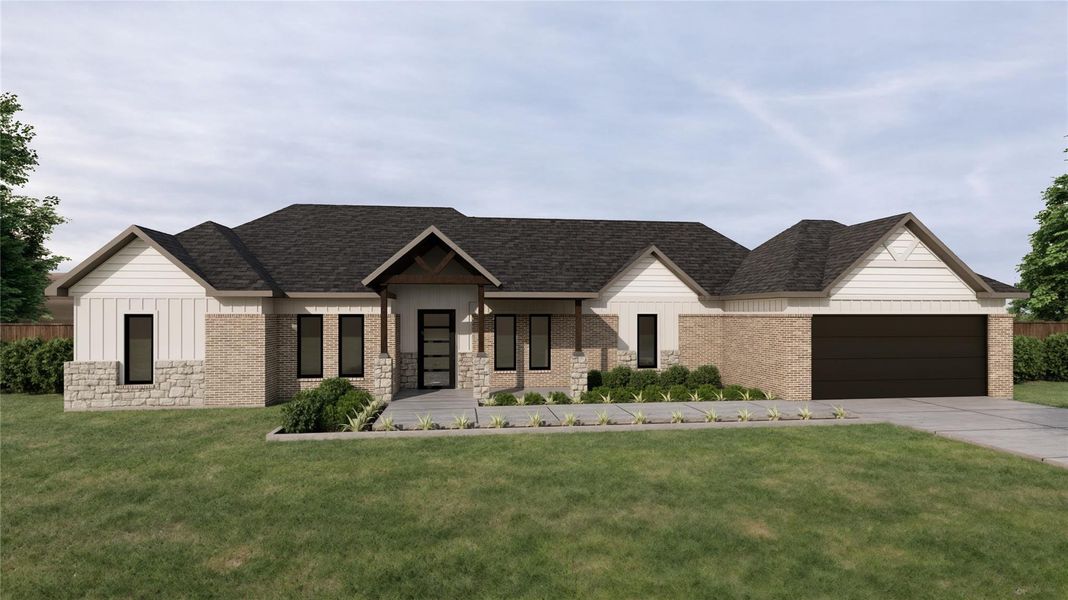 Front exterior of a new home in , Needville, TX, highlighting curb appeal (Image 2). Front exterior of a new home in , Needville, TX, highlighting curb appeal (Image 2).