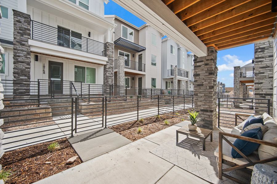 Exterior details and patio area of a home in Parkside at Victory Ridge, Colorado Springs (Image 26). Exterior details and patio area of a home in Parkside at Victory Ridge, Colorado Springs (Image 26).