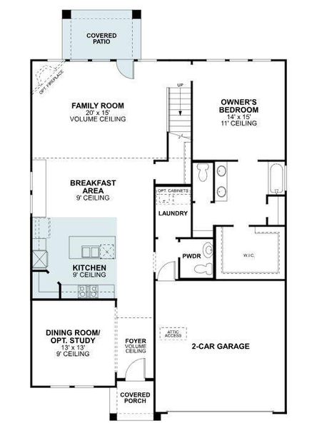 2D floor plan layout of this home in Lily Creek at Sutton Fields, Aubrey, TX (Image 3).