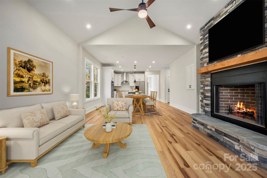 Open floor plan virtually staged