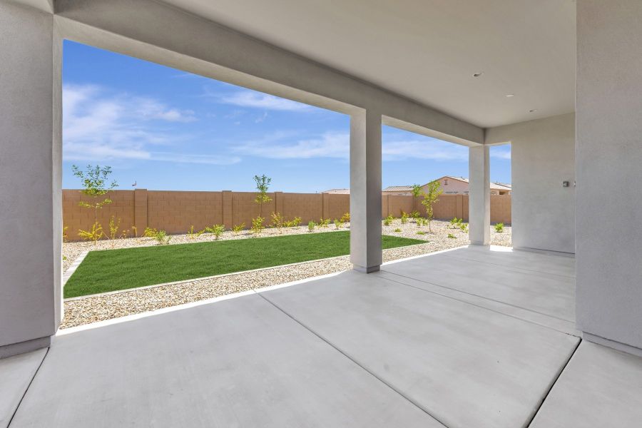 Exterior details and patio area of a home in Sentiero at Windrose, Waddell (Image 3). Exterior details and patio area of a home in Sentiero at Windrose, Waddell (Image 3).