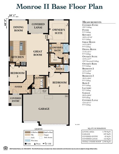 2D floor plan layout of this home in Matanzas Cove, Palm Coast, FL (Image 3).