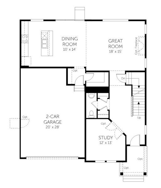 2D floor plan layout for the Willow - 50' Homesites by Dream Finders Homes in Farmstead, Berthoud, CO (Image 3).