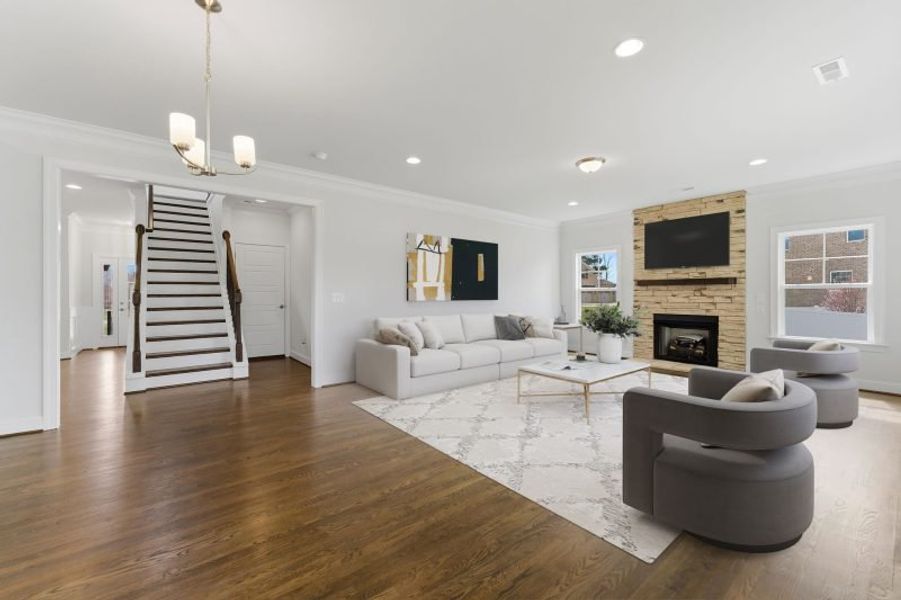 Representative furnished interior of a home built from the Fairfield Lux by Keystone Homes NC in Weybridge, Burlington (Image 18).