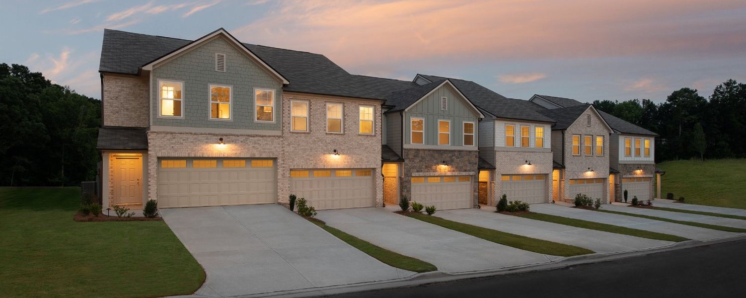 Representative exterior photo of a completed home built from the Foxglove by Ashton Woods in Eastlyn Crossing - Townhomes, Flowery Branch, GA (Image 2).