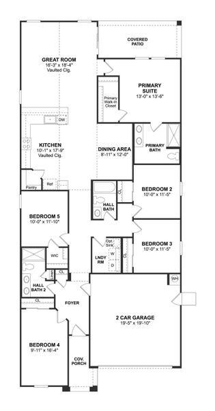 2D floor plan layout for the Orinoco by K. Hovnanian® Homes in Laveen Springs, Laveen, AZ (Image 5). 2D floor plan layout for the Orinoco by K. Hovnanian® Homes in Laveen Springs, Laveen, AZ (Image 5).