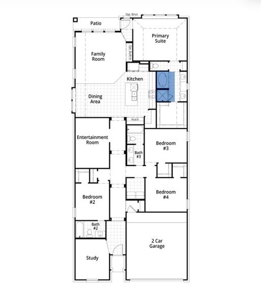 2D floor plan layout for the Escalade Plan by Highland Homes in Prominence, San Antonio, TX (Image 5).