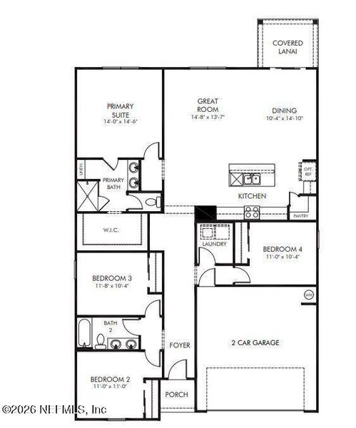 2D floor plan layout of this home in Lakes at Bella Lago - Signature Series, Green Cove Springs, FL (Image 4). 2D floor plan layout of this home in Lakes at Bella Lago - Signature Series, Green Cove Springs, FL (Image 4).