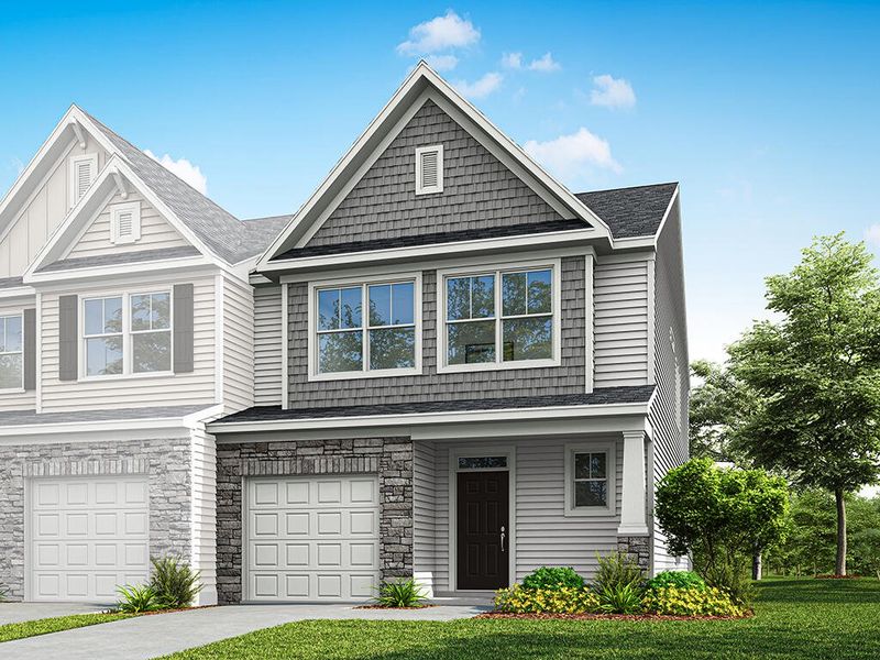 Front exterior of a new home in CraigStone, Woodruff, SC, highlighting curb appeal (Image 1). Front exterior of a new home in CraigStone, Woodruff, SC, highlighting curb appeal (Image 1).
