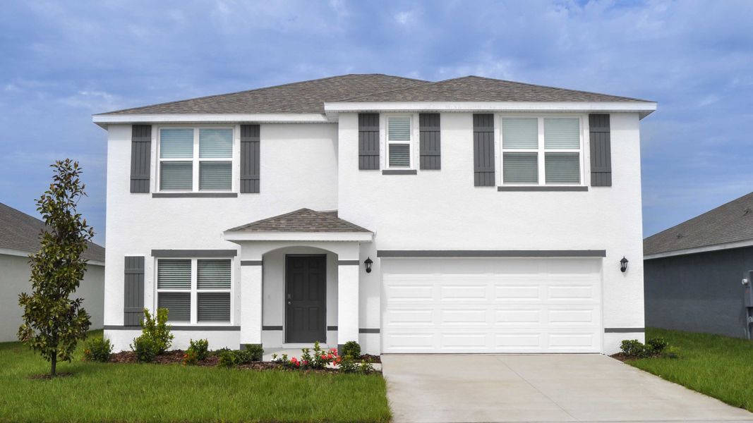 Representative exterior photo of a completed home built from the Hayden by D.R. Horton in Silverstone North, Palmetto, FL (Image 20). Representative exterior photo of a completed home built from the Hayden by D.R. Horton in Silverstone North, Palmetto, FL (Image 20).