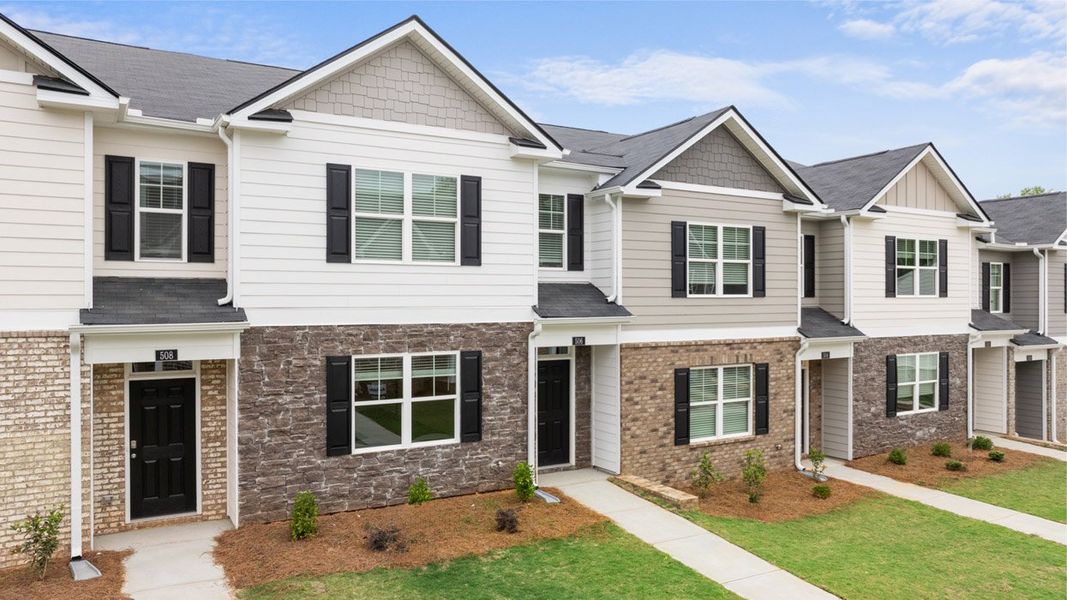Front exterior of a new home in Echo Glen, Stockbridge, GA, highlighting curb appeal (Image 30).