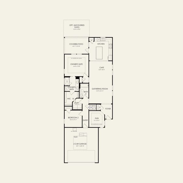 2D floor plan layout for the Compass by Del Webb in Del Webb Carolina Ridge, Midland, NC (Image 3).