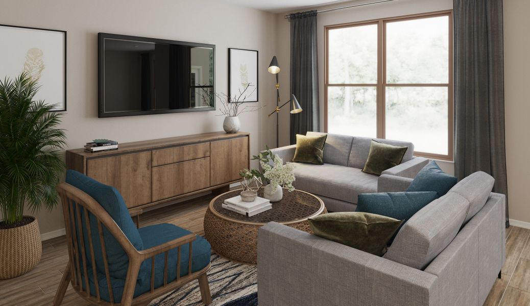 A living room with a couch and a table. A living room with a couch and a table.