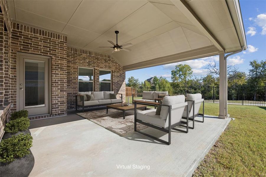 Exterior details and patio area of a home in Elevon, Lavon (Image 3).
