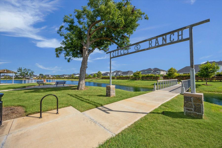 Iconic Circle Ranch entry frames the trail system, leading to scenic bridges, shaded seating, and lakefront gathering spots. Mature trees and open green space create a welcoming, park like atmosphere throughout. Iconic Circle Ranch entry frames the trail system, leading to scenic bridges, shaded seating, and lakefront gathering spots. Mature trees and open green space create a welcoming, park like atmosphere throughout.