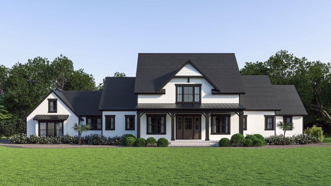 Front exterior of a new home in , Wadmalaw Island, SC, highlighting curb appeal (Image 1). Front exterior of a new home in , Wadmalaw Island, SC, highlighting curb appeal (Image 1).