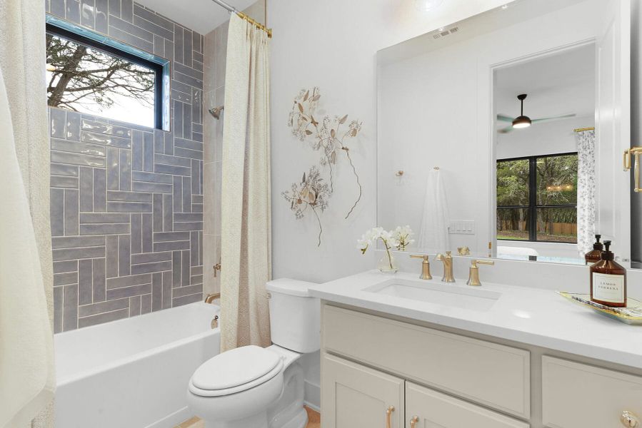 Furnished interior view inside a new home in Enchanted Bluff, Garden Ridge (Image 55).