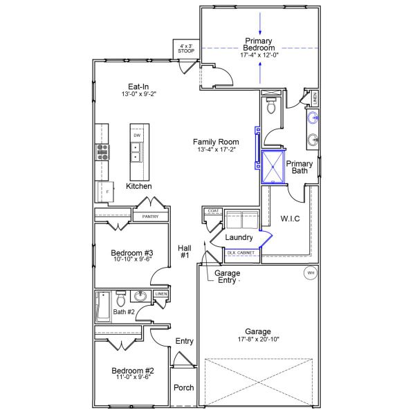 2D floor plan layout of this home in Landmark Commons, Boiling Springs, SC (Image 3).