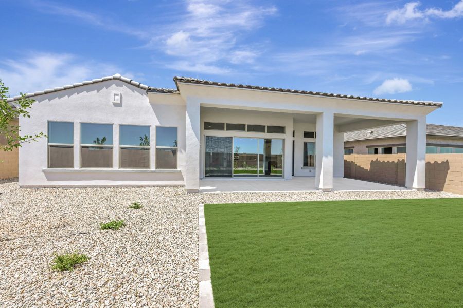 Exterior details and patio area of a home in Sentiero at Windrose, Waddell (Image 4). Exterior details and patio area of a home in Sentiero at Windrose, Waddell (Image 4).