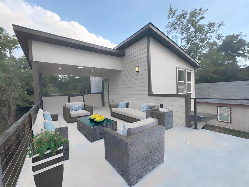 Virtual Staging. View of patio featuring an outdoor hangout area