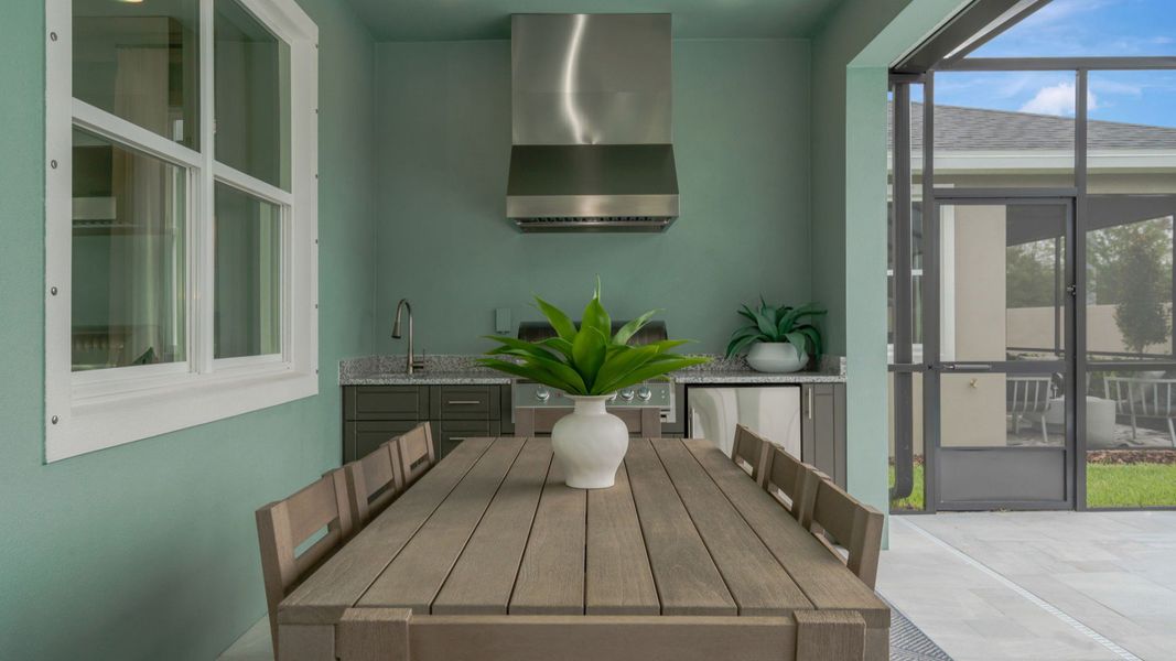 The Patio Summer Kitchen and StudioMine Table