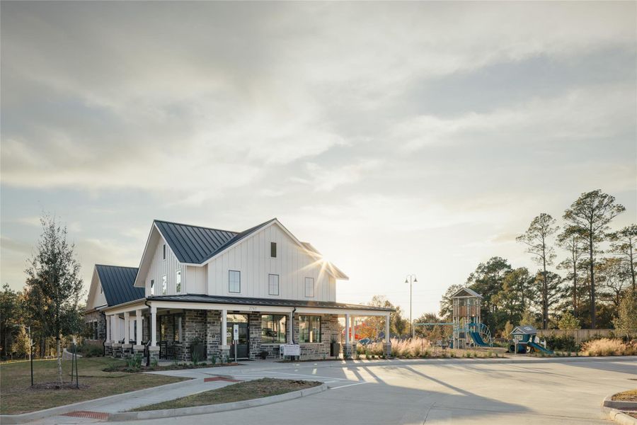 Front exterior of a new home in Westridge Cove, Conroe, TX, highlighting curb appeal (Image 2).