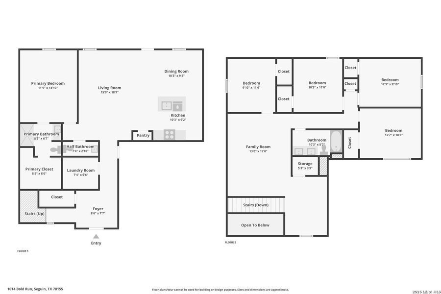 2D floor plan layout of this home in Swenson Heights, Seguin, TX (Image 4).