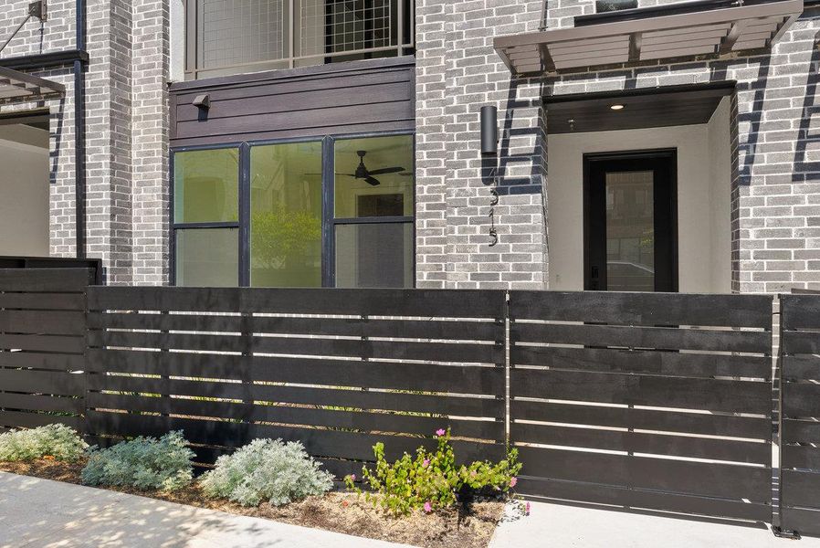 Exterior details and patio area of a home in The Grove, Austin (Image 3). Exterior details and patio area of a home in The Grove, Austin (Image 3).
