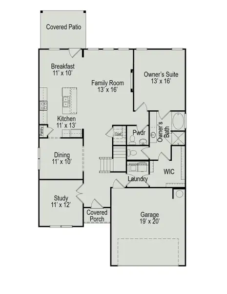 2D floor plan layout of this home in Oak Hills Montgomery North, Montgomery, TX (Image 3).