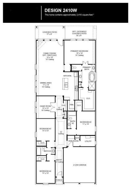 2D floor plan layout of this home in 6 Creeks, Kyle, TX (Image 3).