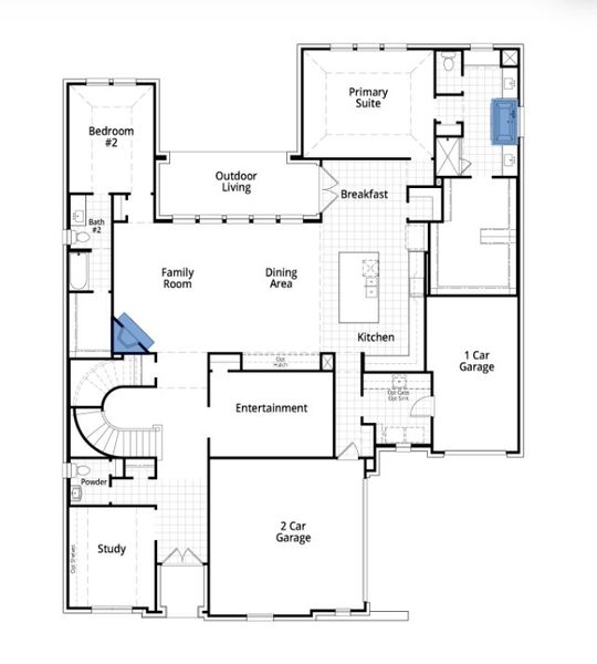 2D floor plan layout for the 289 by Highland Homes in Furst Ranch, Flower Mound, TX (Image 33).