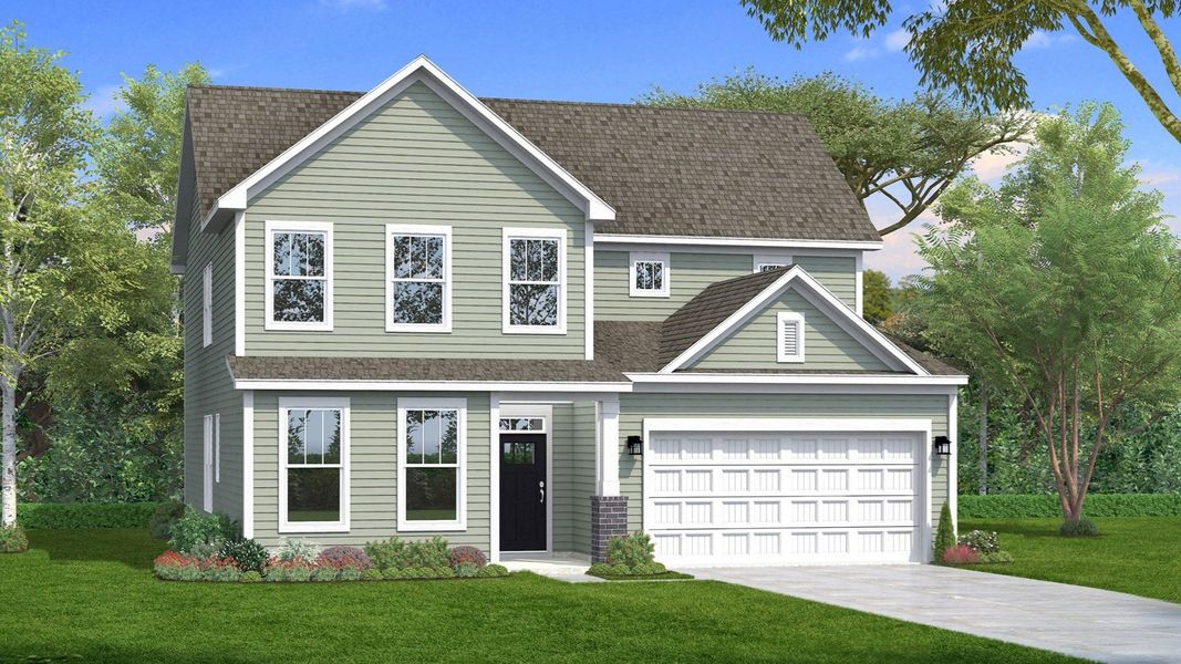 Representative exterior photo of a completed home built from the Drayton by DRB Homes in Pelham Crossing Single Family Homes, Greenville, SC (Image 21).