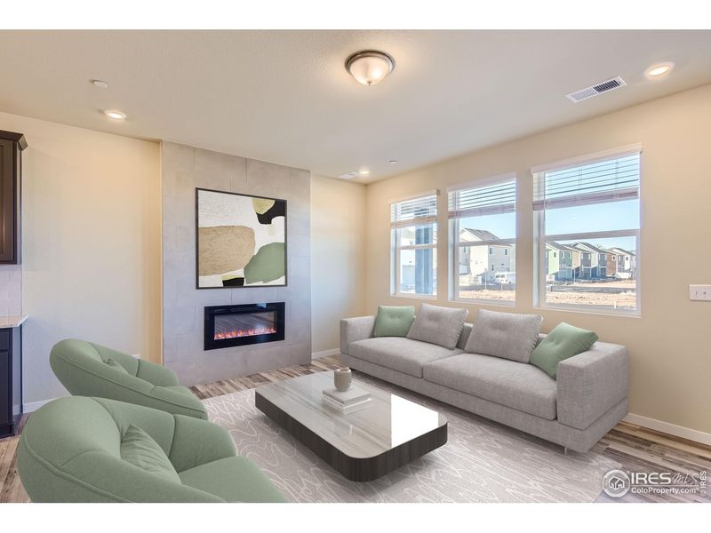 Furnished interior view inside a new home in Waterfield, Fort Collins (Image 7). Furnished interior view inside a new home in Waterfield, Fort Collins (Image 7).