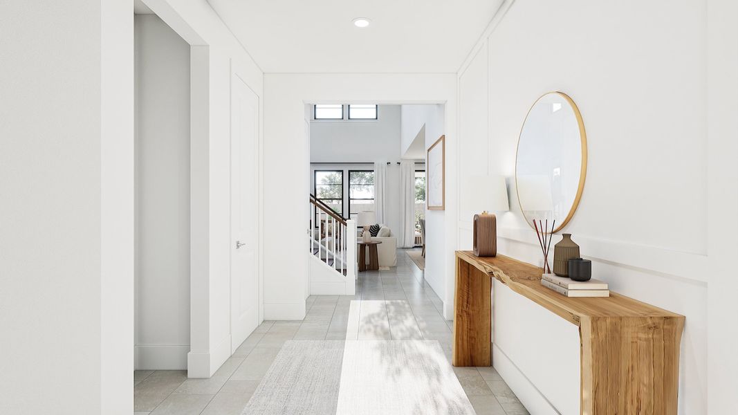 Foyer with luxurious tile flooring