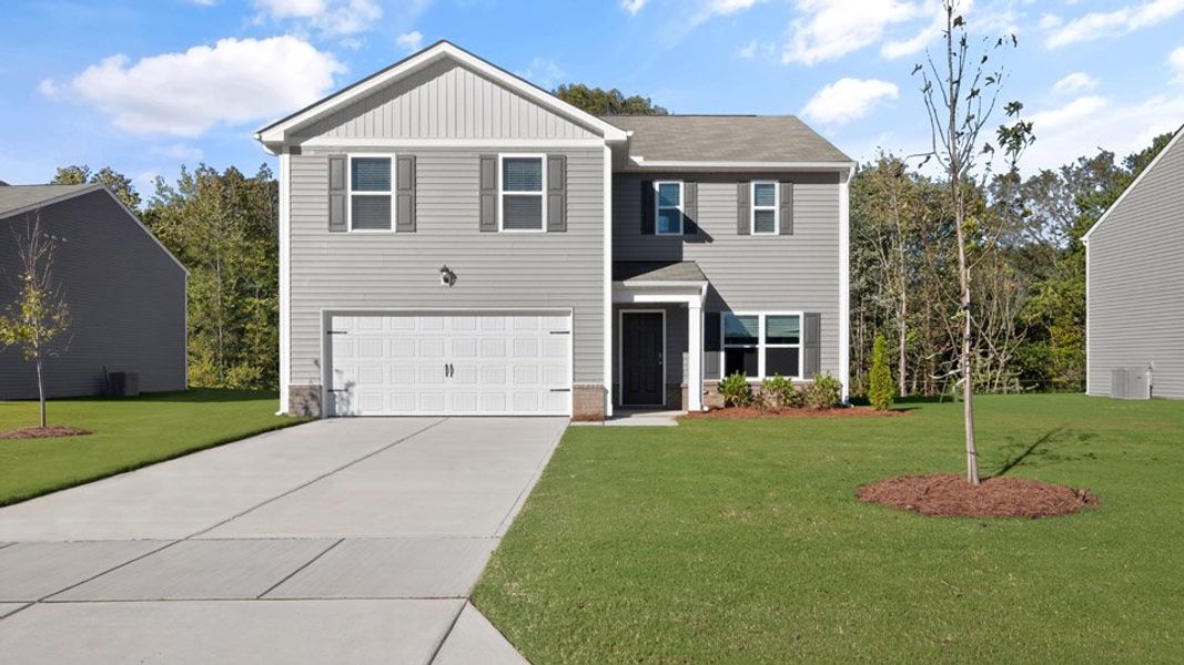 Front exterior of a new home in Olive Branch, Clayton, NC, highlighting curb appeal (Image 20).