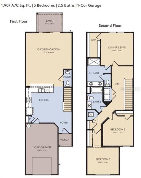 2D floor plan layout of this home in Oviedo Square, Oviedo, FL (Image 4).