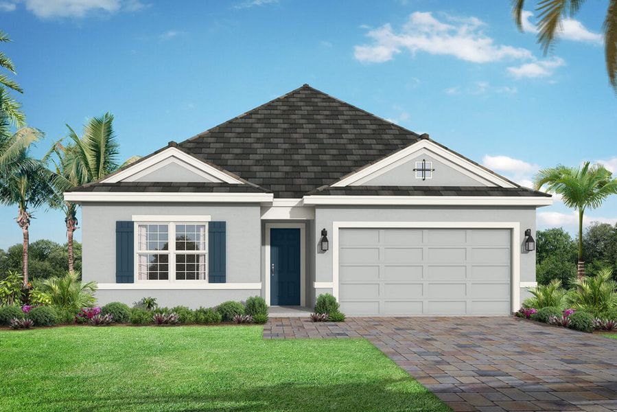 Representative exterior photo of a completed home built from the Bay Island by Medallion Home in The Willows, Parrish, FL (Image 6).