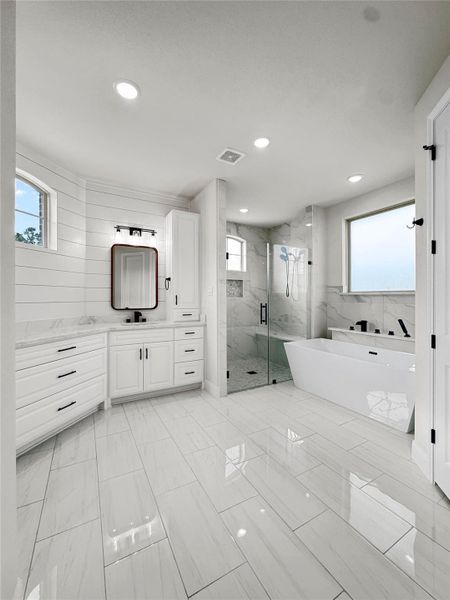 Similar Master Bathroom Shower and Stand Alone tub in a Home built by TX Best Home Builders Similar Master Bathroom Shower and Stand Alone tub in a Home built by TX Best Home Builders