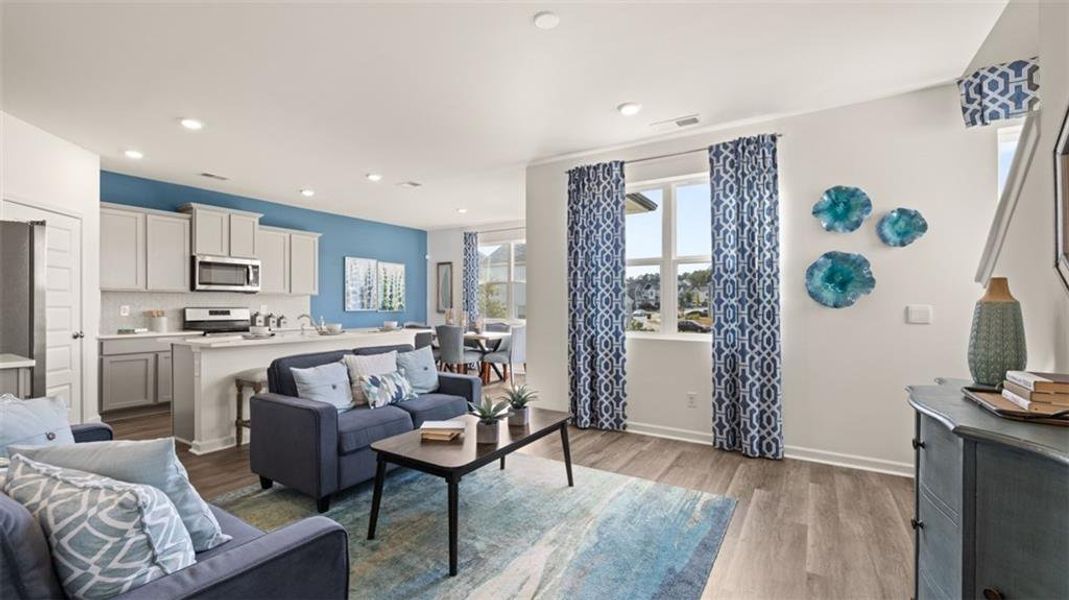 Furnished interior view inside a new home in Poplar Preserve, Newnan (Image 9). Furnished interior view inside a new home in Poplar Preserve, Newnan (Image 9).