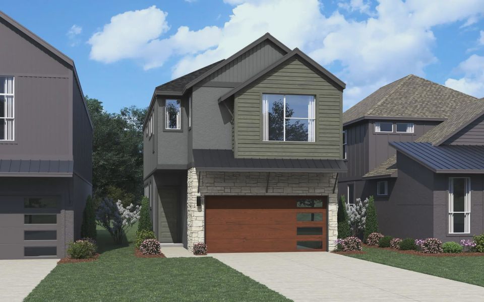 Representative exterior photo of a completed home built from the Balder by Chesmar Homes in Prominence Urban, San Antonio, TX (Image 8).