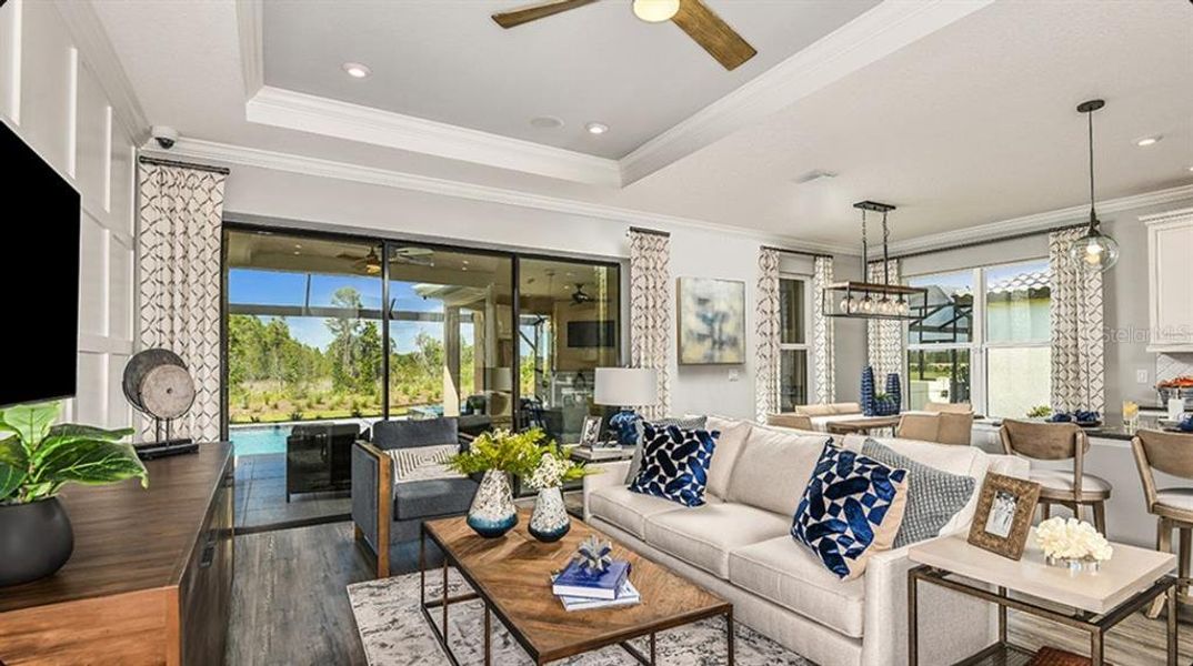 Furnished interior view inside a new home in Esplanade at Wiregrass Ranch, Wesley Chapel (Image 7). Furnished interior view inside a new home in Esplanade at Wiregrass Ranch, Wesley Chapel (Image 7).