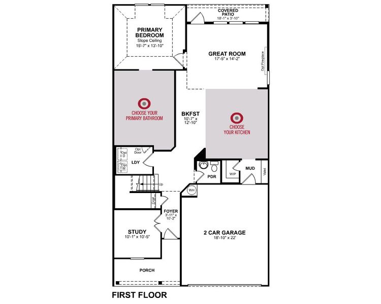 2D floor plan layout for the Prosperity by Beazer Homes in Jordan Ranch: Signature Series, Katy, TX (Image 3).