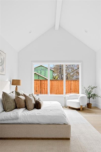Bedroom with wood finished floors