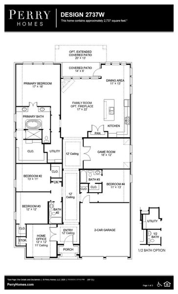 2D floor plan layout of this home in Serenity 55+ Active Adult, Arcola, TX (Image 4).