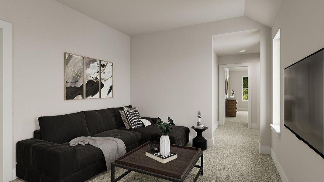 Representative furnished interior of a home built from the Saffron by Tri Pointe Homes in Garden Collection at Union Park, Little Elm (Image 10). Representative furnished interior of a home built from the Saffron by Tri Pointe Homes in Garden Collection at Union Park, Little Elm (Image 10).