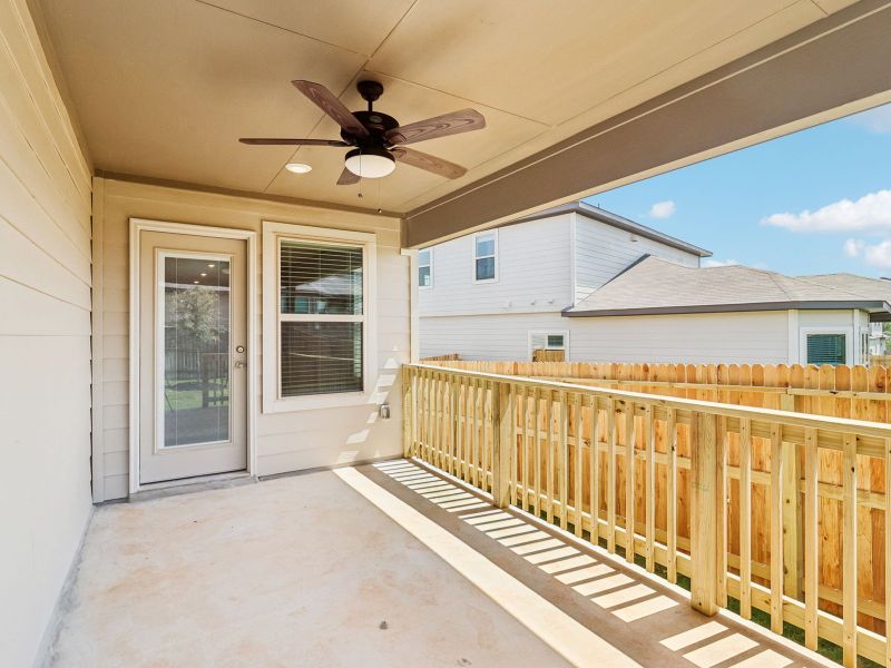 Exterior details and patio area of a home in Lark Canyon, New Braunfels (Image 4).
