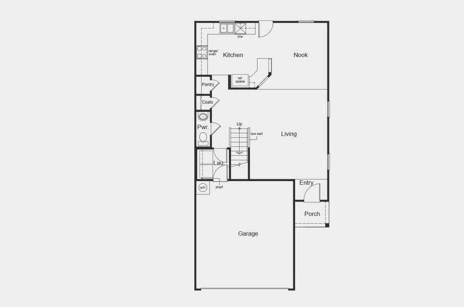 2D floor plan layout for the 1676 by KB Home in The Granary - Villa Collection, San Antonio, TX (Image 3).