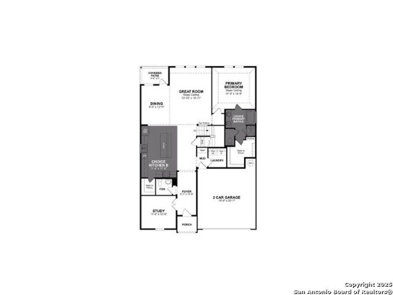 2D floor plan layout of this home in Saddle Creek Ranch, Cibolo, TX (Image 2).