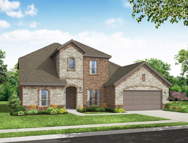 Representative exterior photo of a completed home built from the Thornbury by Impression Homes in Mercer Meadows, Royse City, TX (Image 8). Representative exterior photo of a completed home built from the Thornbury by Impression Homes in Mercer Meadows, Royse City, TX (Image 8).